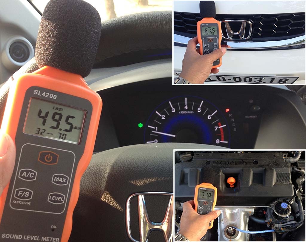 Honda Civic 2015 - Những khác biệt mang tính thực dụng - 12 Độ ồn với các vị trí đo khác nhau ở chế độ không tải 800 vòng/phút