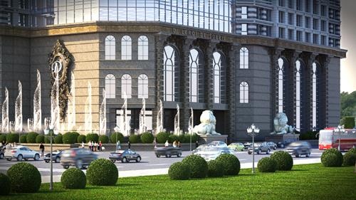 D’. LE ROI SOLEIL – công trình đẳng cấp bên Hồ Tây - 3 Toàn bộ mặt ngoài tòa nhà được ốp đá granite nhập khẩu từ Brazil, Ấn Độ hoặc Italy, tô điểm bằng những bức phù điêu chạm trổ từ đá tự nhiên. Khối đế của D’. Le Roi Soleil - Quảng An cao 30m, thể hiện sự uy nghi, hoành tráng của tòa tháp