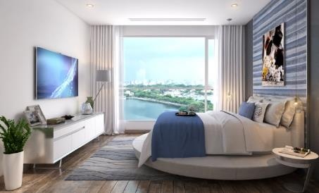 Không gian sống xanh dương: đẳng cấp của cái đẹp - 2 Minh họa nội thất căn hộ Vinhomes Skylake với màu xanh dịu mát, thời thượng.