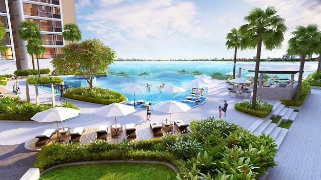 "Biệt thự trên không" - Phong cách sống đẳng cấp của giới thượng lưu? - 4 Bể bơi tràn bờ skypool nối tiếp hồ điều hòa là 1 trong những điểm nhấn độc đáo tại Vinhomes Skylake