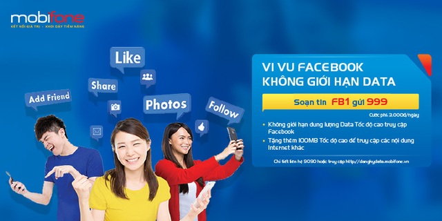 Giới trẻ “thích mê” gói FA của MobiFone - 2 Facebook data giúp thuê bao MobiFone selfie, check-in thoải mái mà không sợ tốn tiền.