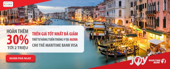 Hoàn thêm 2 triệu trên giá tốt nhất cho chủ thẻ Maritime Bank Visa khi đặt phòng tại Agoda - 1 Hoàn thêm 2 triệu trên giá tốt nhất cho chủ thẻ Maritime Bank Visa khi đặt phòng tại Agoda - 1