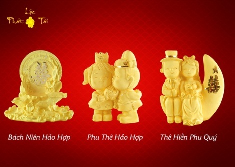 Mỹ nghệ chiêu Tài – Đón ngày trăng Lộc - 7
Hay món quà phong thủy thích hợp cho tiệc Hỷ của người thân với lời chúc Trăm năm hạnh phúc. Để tham khảo thêm về sản phẩm mỹ nghệ mạ vàng 999.9, truy cập ngay tại đây http://trangsuc.doji.vn/qua-tang-kim-my-nghe