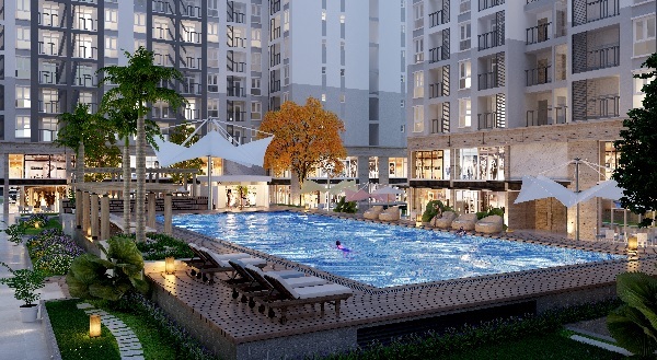 Hồ bơi trung tâm - tiện ích chuẩn sống xanh tại Prosper plaza