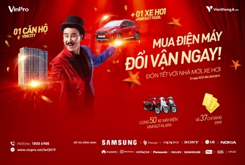 “Mua điện máy – Đổi vận ngay” tại VinPro & Viễn thông A - 1 Chương trình “Mua điện máy – Đổi vận ngay” có tổng giá trị giải thưởng lên tới 5 tỷ đồng
