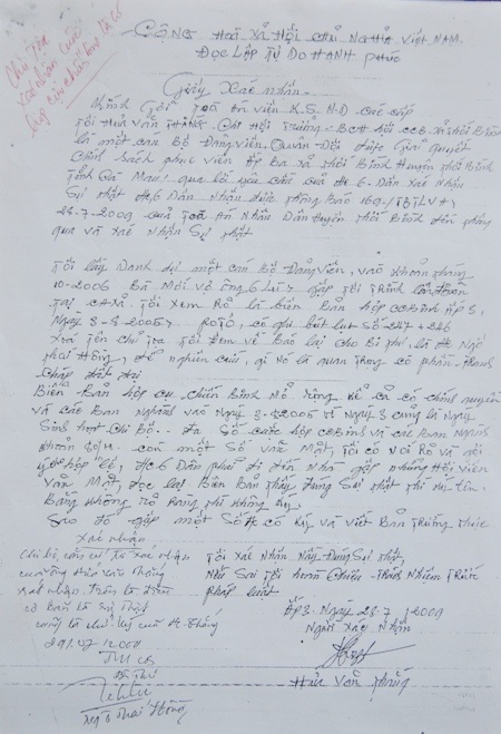 Ông Hứa Văn Thắng (Chi hội trưởng Hội Cựu chiến binh xã Thới Bình) cho rằng, cuộc họp ngày 3/8/2005 là có thật, chứ không như công văn của HĐND huyện Thới Bình.