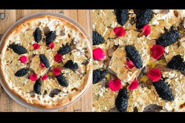 Cận cảnh bánh pizza dát vàng 24k, giá gần 50 triệu/chiếc - 1 Món bánh pizza dát vàng với những nguyên liệu đắt đỏ
