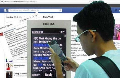 Lại phát khùng với ‘ông chú Viettel’, ‘bà chị Mobi’ - 1 Tin nhắn lừa đảo tung hoành
trên điện thoại và mạng xã hội (ảnh chụp từ màn hình). Ảnh: TÚ UYÊN