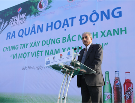 Ông Shekhar Mundlay – Tổng giám đốc Công ty Suntory Pepsico Việt Nam phát biểu khai mạc buổi lễ