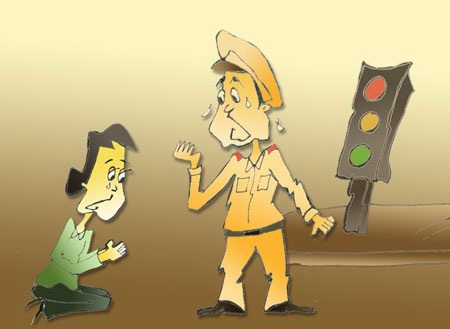 Hai hình ảnh, hai góc nhìn cảnh sát giao thông - 3 Để dân... sợ bị CSGT phạt đến như vậy nên chăng? (minh họa: Ngọc Diệp)