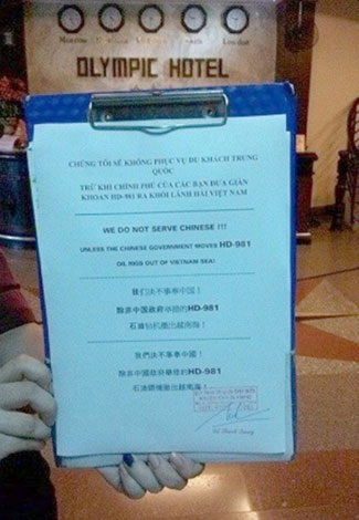 Nghĩ về cách một khách sạn ở Nha Trang phản đối Trung Quốc - 1 Nghĩ về cách một khách sạn ở Nha Trang phản đối Trung Quốc