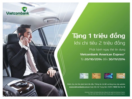 Vietcombank tặng 1 triệu đồng khi mở mới và chi tiêu thẻ American Express® - 1 Vietcombank tặng 1 triệu đồng khi mở mới và chi tiêu thẻ American Express®