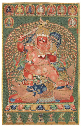 Bức tranh thangka rơi vào tay ông Lưu Ích Khiêm ngày 26-11. Ảnh: Bloomberg