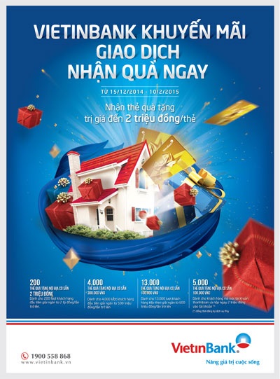 Hấp dẫn nhất trong năm: “VietinBank khuyến mãi, giao dịch nhận quà ngay” - 1 Hấp dẫn nhất trong năm: “VietinBank khuyến mãi, giao dịch nhận quà ngay”