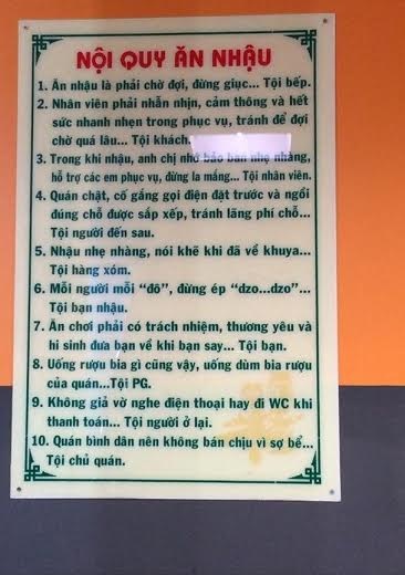 Lạ lùng: Ăn không được chê, không nói xấu chủ quán - 4 Bảng nội quy 10 cái tội của một quán nhậu khác cũng khiến khách hàng phì cười