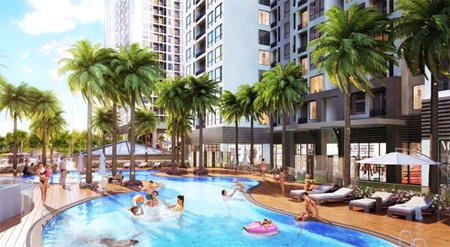 Căn hộ diện tích nhỏ để cho thuê lại hút khách - 2 Hình ảnh bể bơi tại Park Hill