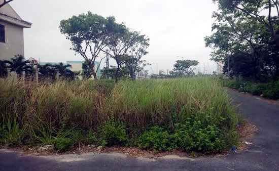 Ớn lạnh khu biệt thự "ma" bên sông Hàn - 10 Vỉa hè đường Thăng Long trước khu biệt thự nằm sát sông cỏ dại mọc đầy.