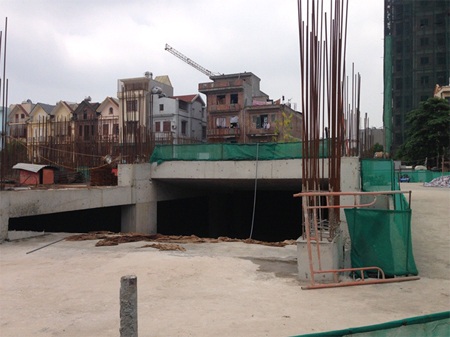 Tầng hầm tòa G1, G2, Five Star Garden đã thi công xong