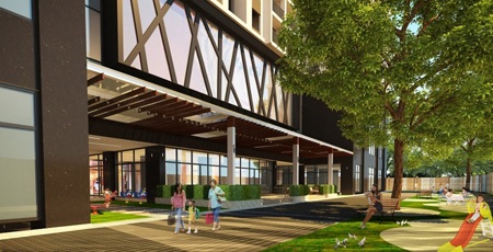 Góc sân vườn khu tổ hợp căn hộ tầng 1, Five Star Garden