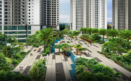 Bất động sản phía Tây Hà Nội – trở lại ngoạn mục nhờ quy hoạch đồng bộ - 2 Phối cảnh quảng trường Ruby, Goldmark City – 136 Hồ Tùng Mậu, Hà Nội