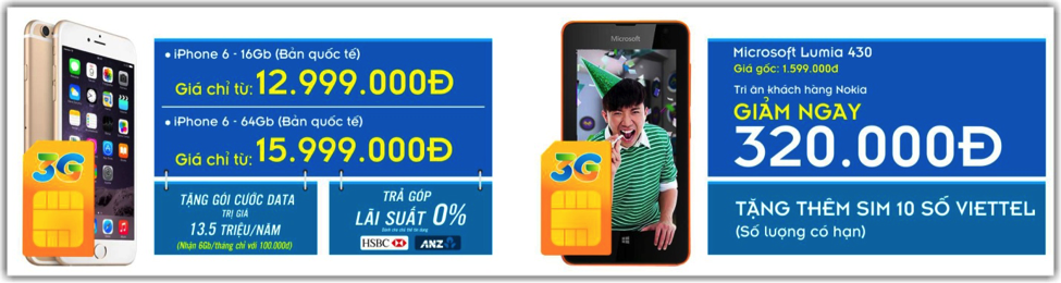 [Iphone 6] Giá chỉ từ
12.999.000 đ, tặng gói cước data lên tới 13,5 triệu đồng/ năm