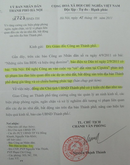 Hà Nội hồi âm Dân trí sau bài viết “cò” đất rởm tại Ciputra - 1 Hà Nội hồi âm Dân trí sau bài viết “cò” đất rởm tại Ciputra - 1