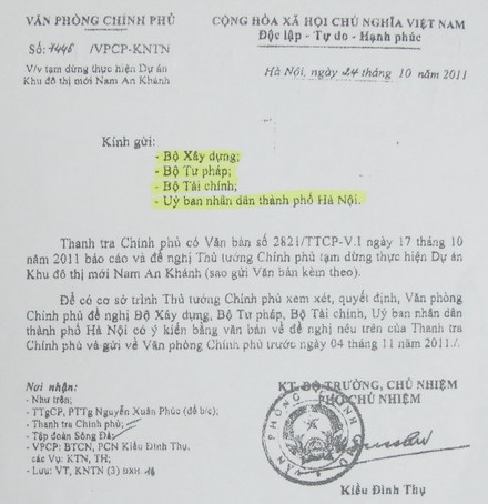 Văn phòng Chính phủ lấy ý kiến về Dự án Nam An Khánh - 1 Văn phòng Chính phủ lấy ý kiến về Dự án Nam An Khánh - 1