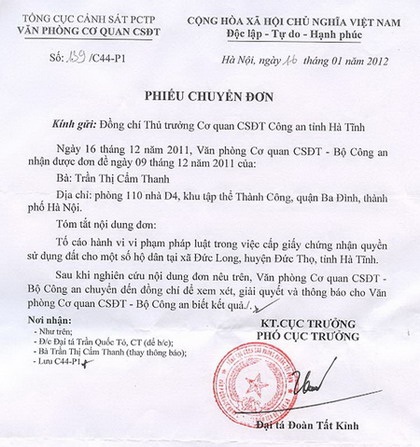 Đề nghị Cơ quan CSĐT Công an Hà Tĩnh vào cuộc - 1 Đề nghị Cơ quan CSĐT Công an Hà Tĩnh vào cuộc - 1