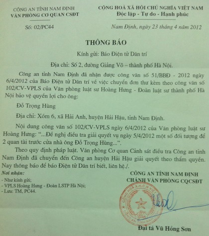 Công an Nam Định đề nghị giải quyết vụ “khủng bố” bằng quan tài - 2 Công an Nam Định đề nghị giải quyết vụ “khủng bố” bằng quan tài
