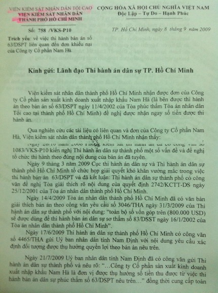 Cục Thi hành án TP. HCM cố tình làm sai bản án? - 2 Cục Thi hành án TP. HCM cố tình làm sai bản án?