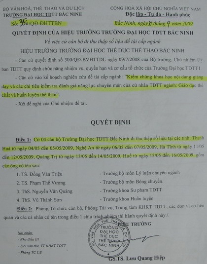 Hàng loạt sai phạm tiếp tục được phanh phui tại Đại học TDTT Bắc Ninh - 2 Hàng loạt sai phạm tiếp tục được phanh phui tại Đại học TDTT Bắc Ninh - 2