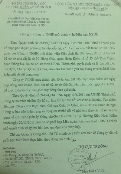 Thu hồi rạp Bắc Đô (Hà Nội): Ém nhẹm thông tin, đối tác ăn trái đắng - 3 Thu hồi rạp Bắc Đô (Hà Nội): Ém nhẹm thông tin, đối tác ăn trái đắng