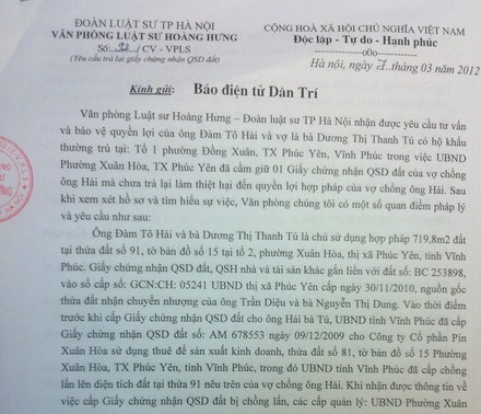 Vĩnh Phúc: UBND phường Xuân Hòa “om” sổ đỏ của dân - 1 Vĩnh Phúc: UBND phường Xuân Hòa “om” sổ đỏ của dân