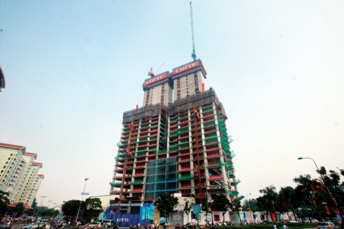 Tiến độ - chuyện sống còn của các dự án bất động sản - 2 Tòa nhà Lotte vẫn triển khai thi công đều đặn