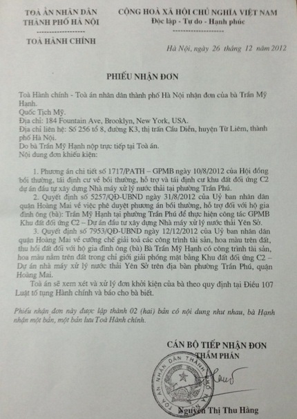 Bị bồi thường giá rẻ mạt, công dân khởi kiện UBND quận Hoàng Mai
