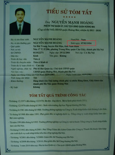 Bài 5: Cần công khai hồ sơ vụ Chủ tịch quận Hoàng Mai điều chỉnh lý lịch - 1 Cần công khai hồ sơ vụ Chủ tịch quận Hoàng Mai điều chỉnh lý lịch