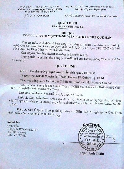 Phó TGĐ Tập đoàn Hóa chất bị “tố” khai man tuổi - 4 Phó TGĐ Tập đoàn Hóa chất bị “tố” khai man tuổi