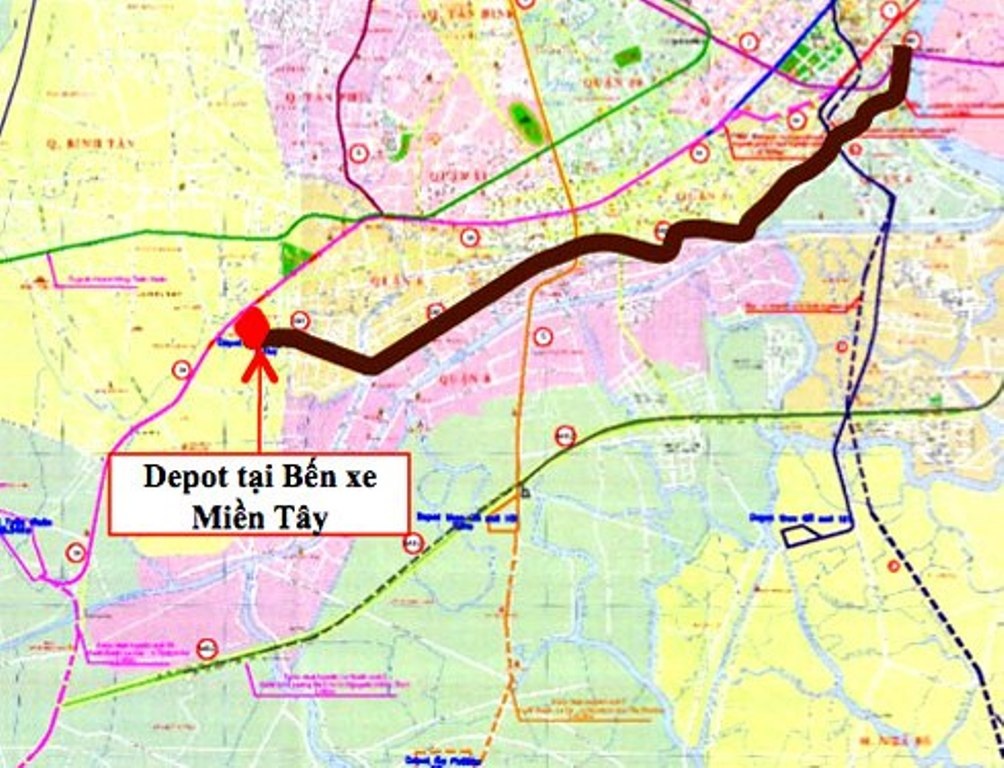 Sơ đồ tuyến xe điện mặt đất số 1