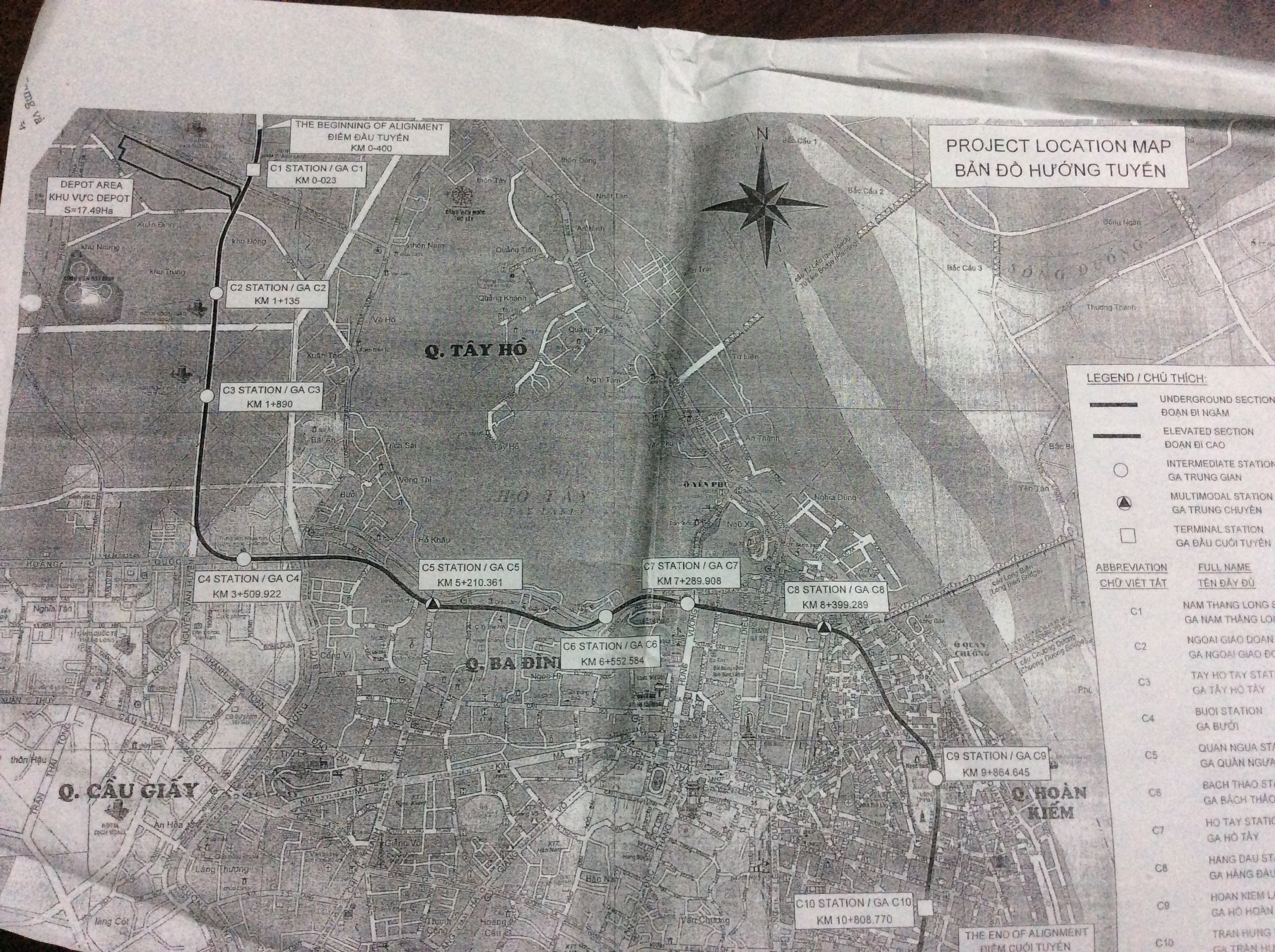 Sơ đồ dự án xây dựng tàu điện ngầm tuyến số 2 (ảnh chụp lại).