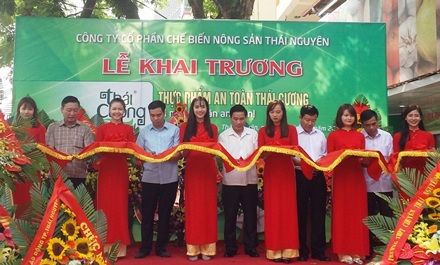 Giám đốc doanh nghiệp hành hung Trưởng, Phó đoàn kiểm tra liên ngành - 3 Giám đốc Đỗ Văn Cương mặc áo xanh nhạt đứng thứ 4, từ trái qua phải trong buổi lễ cắt băng khai trương.