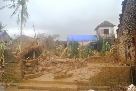 Nhà bà Quy bị sập hoàn toàn