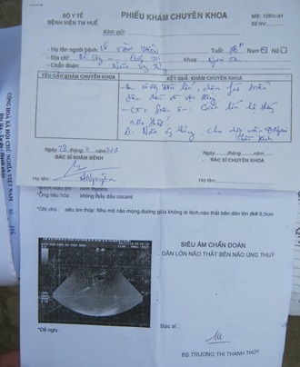 Phiếu chẩn đoán bệnh của bé Thiện