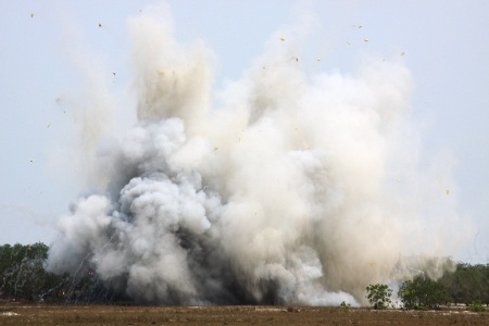 Số bom, đạn vừa phát hiện đã được lực lượng của MAG Quảng Trị xử lý nổ an toàn