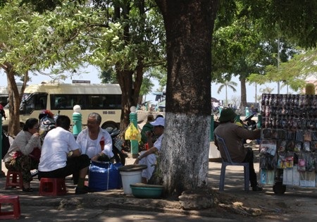 Nhiều người tìm ra gốc cây uống nước để tránh nắng