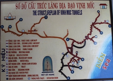 Sơ đồ cấu trúc của làng địa đạo Vịnh Mốc