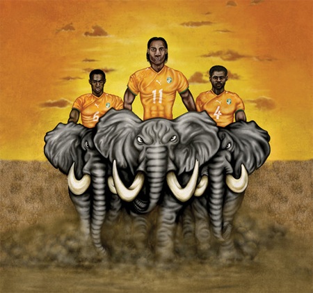 Chùm ảnh biếm họa Didier Drogba: Voi rừng châu Phi