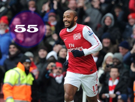 Huyền thoại của Arsenal, Thiery Henry đã có 55 bàn sau quãng thời gian dài gắn bó cùng Pháo thủ