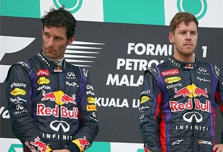 Webber và Vettel gượng gạo bên nhau trên podium
