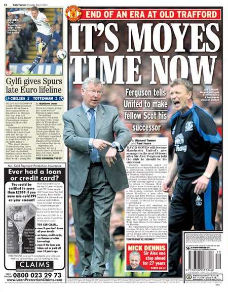 Truyền thông Anh ủng hộ Moyes kế nhiệm Ferguson