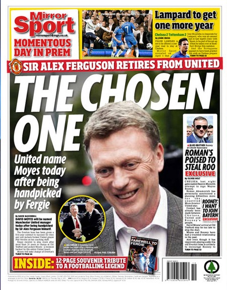 Truyền thông Anh ủng hộ Moyes kế nhiệm Ferguson